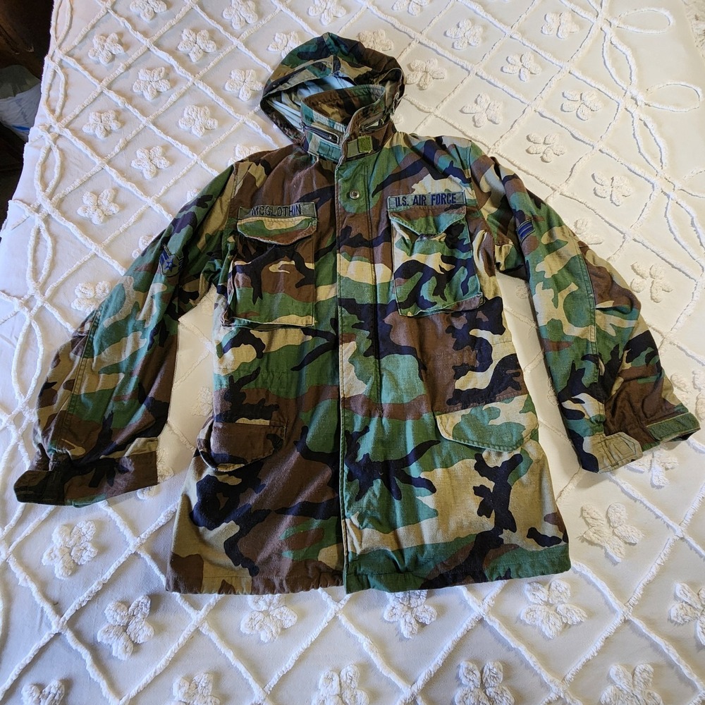 VTG M65 Field Jacket Mens Sz S Woodland Camo BDU Cold Weather Air Force No Liner
